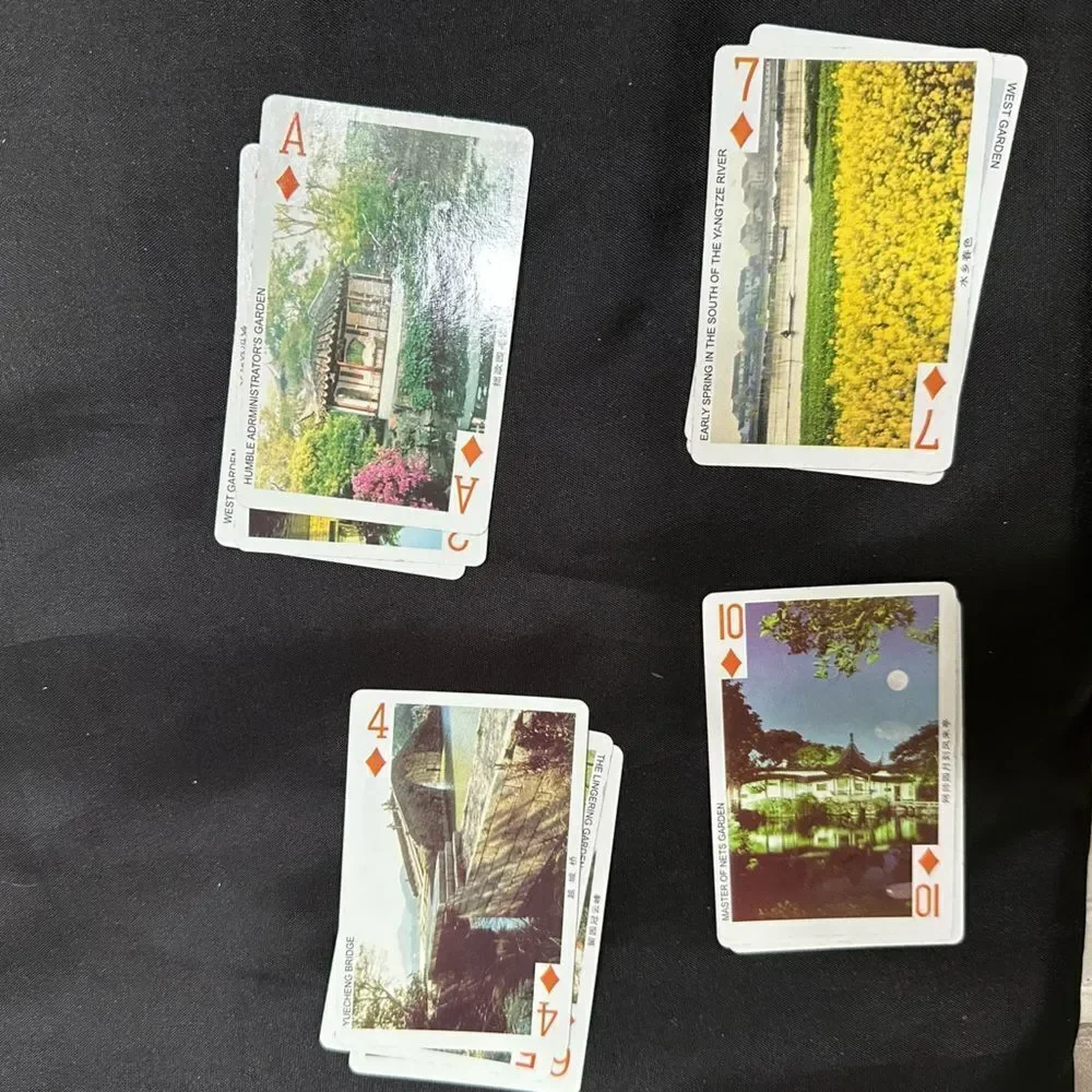 Vintage China Souvenir Classic Playing Cards Set with Red Case unused . - Picture 8 of 12